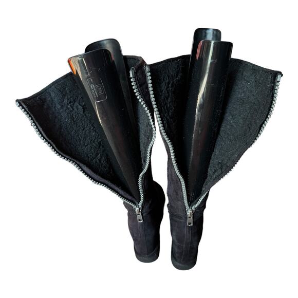 Madden Girl Swishin hidden wedge Black boots full back exposed zipper size 6.5 - Picture 15 of 16